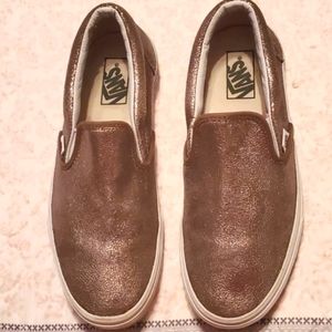 Rose Gold luster VANS slip on sneakers size W10/M8.5